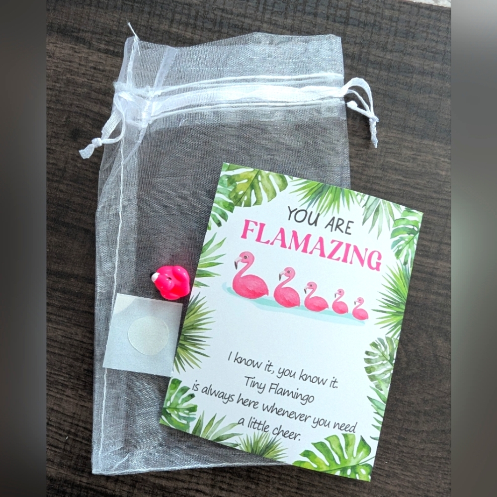 Flamingo Cheer Card with Pink Charm